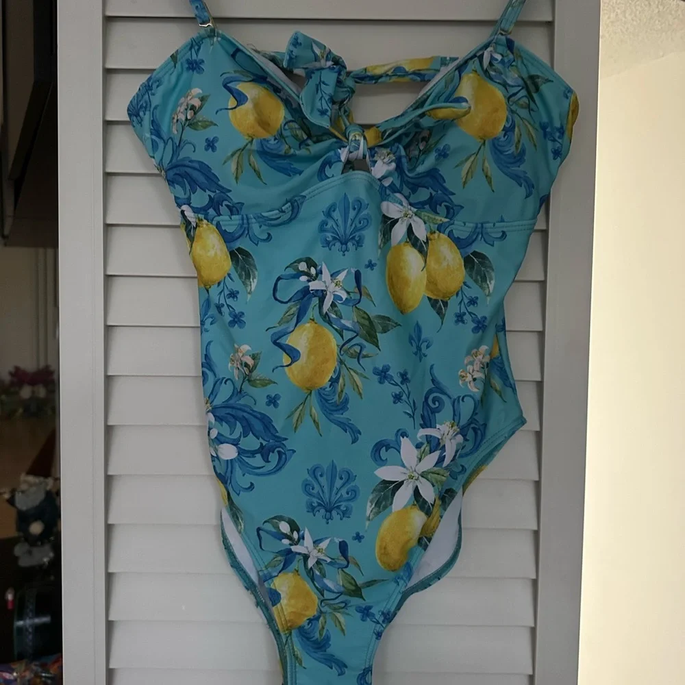 Floral Lemon Print One Piece Swimsuit